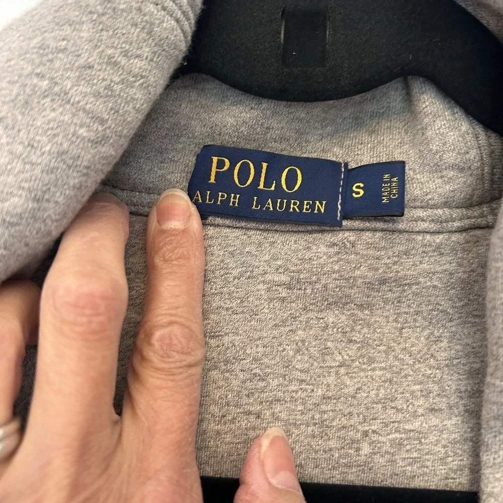 Polo Ralph Lauren Shawl Collar Cardigan Sweater Small Gray Cotton Blend Classic